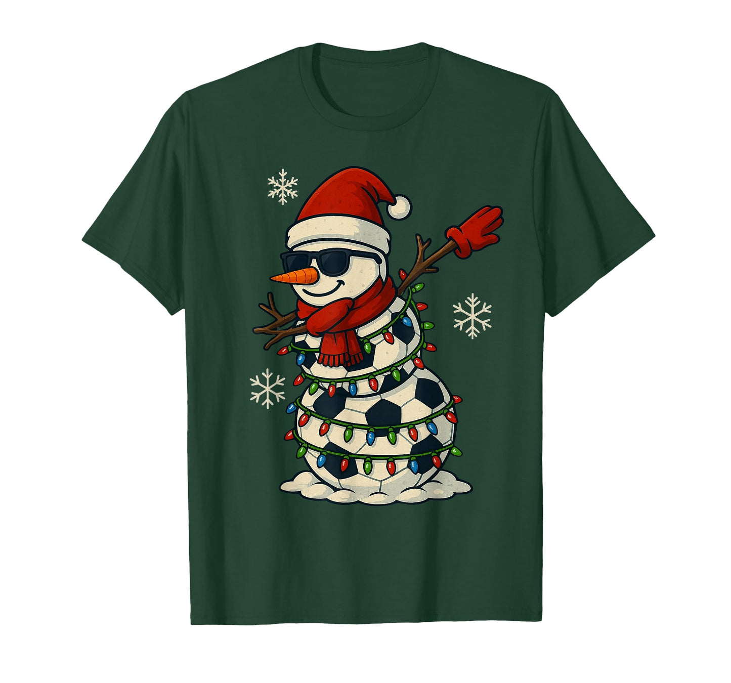 Soccer Balls Snowman Dabbing Funny Christmas Cute Boys Kids T-Shirt