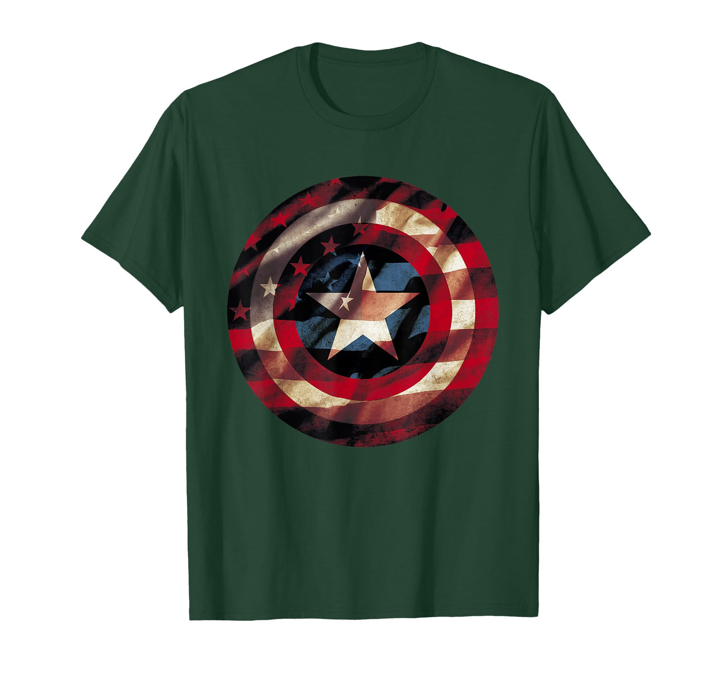 Marvel Comics Captain America Graphic Flag Fill Shield T-Shirt