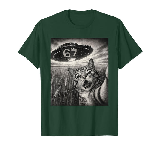 67 Meme Cat Selfie UFO T-Shirt