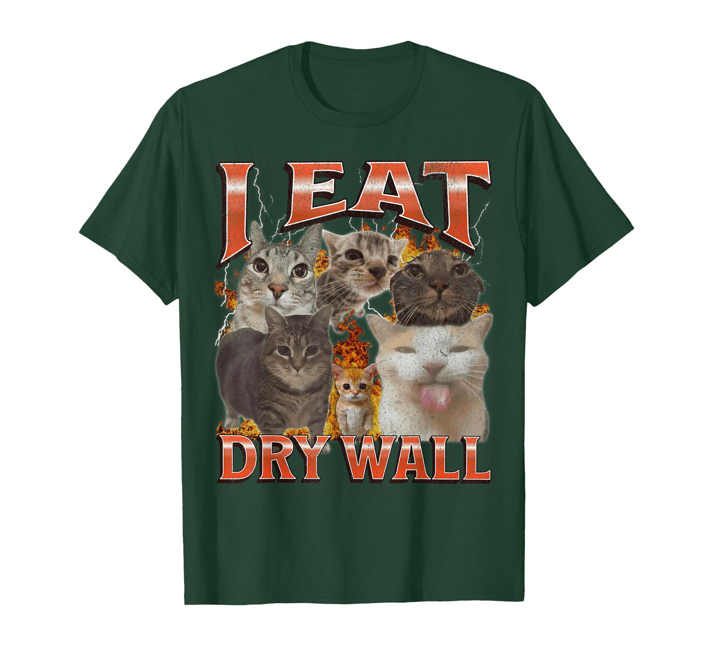 I Eat Dry Wall Funny Cat Meme Bootleg Graphic Men Women T-Shirt