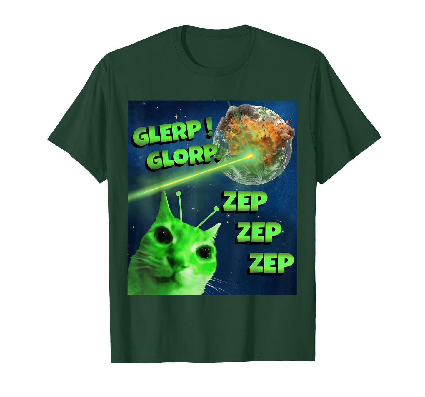 Glerp Glorp Funny Alien Cat Meme, Brainrot Tee, Costume T-Shirt