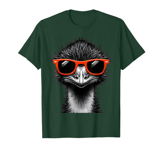 Cool Emu Bird Wearing Sunglasses Graphic Art T-Shirt
