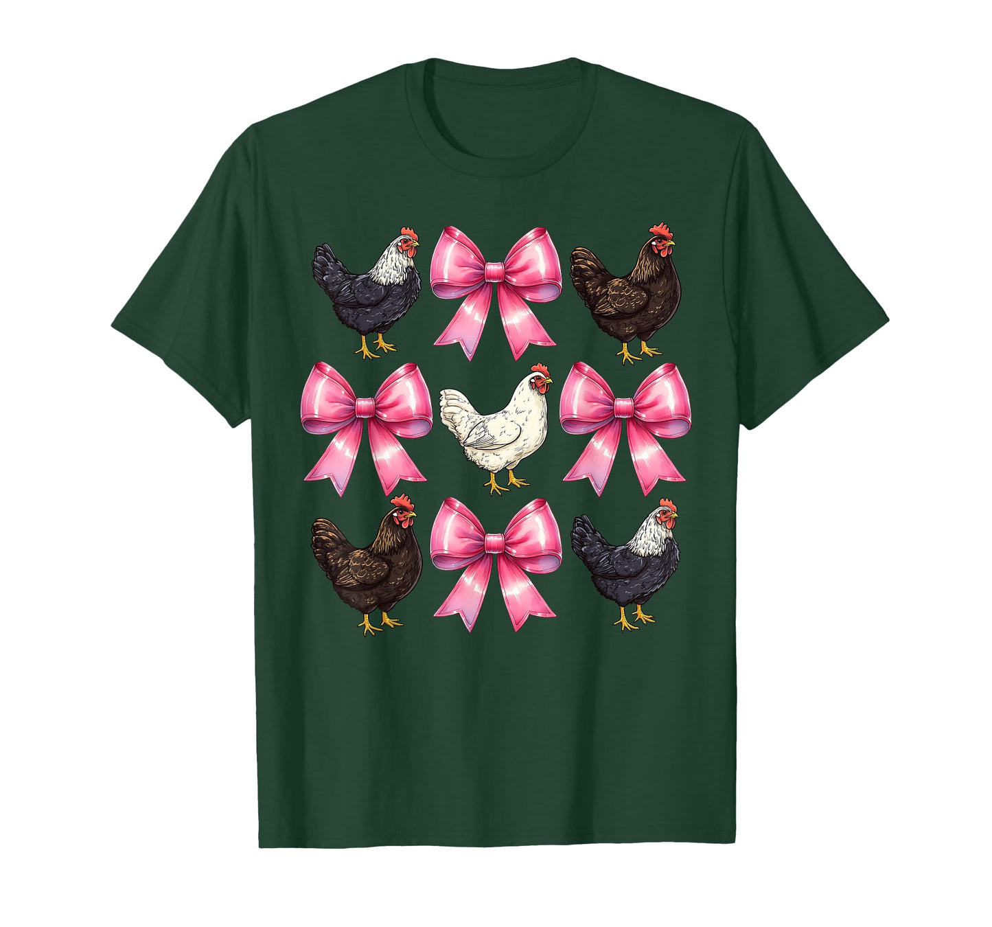 Coquette Bow Chicken Farm Farmer Pink Mothers Day Mom Girl T-Shirt