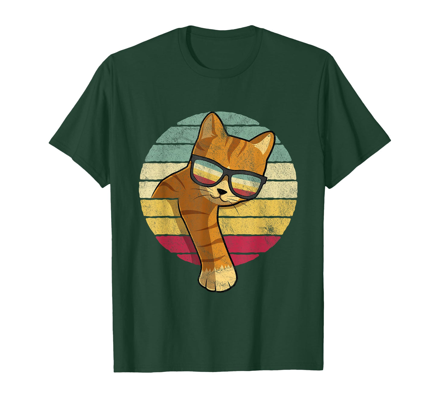 Retro Tabby Cat - Funny Orange Cat Sunglasses T-Shirt