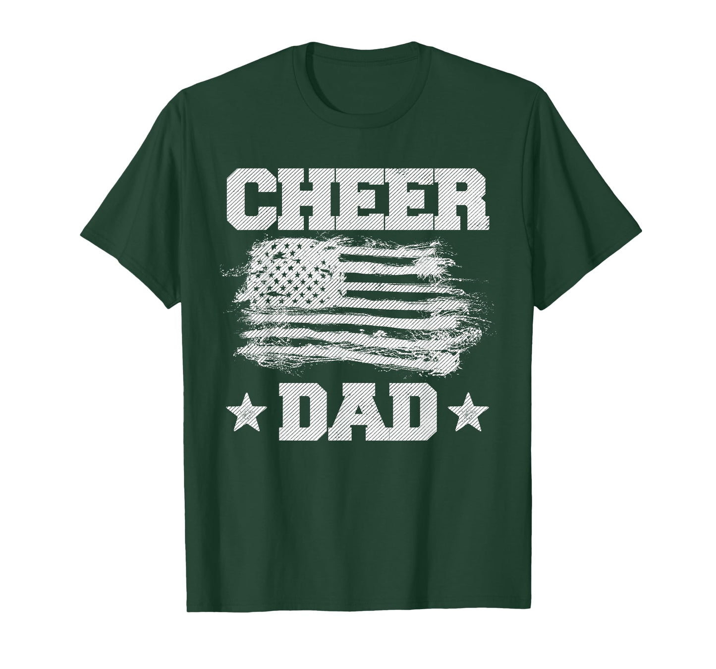 Cheer Dad Vintage American Flag Father Cheerleader Squad T-Shirt
