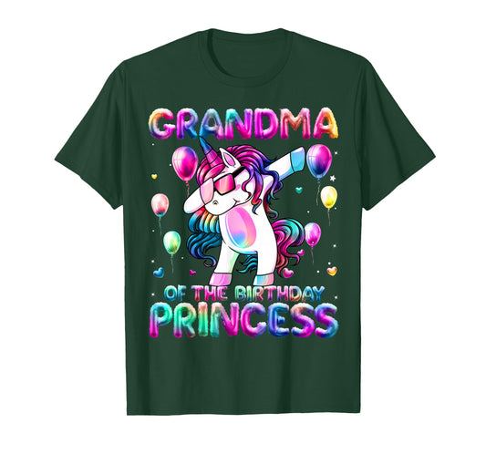 Grandma of The Birthday Princess Girl Dabbing Unicorn Mimi T-Shirt