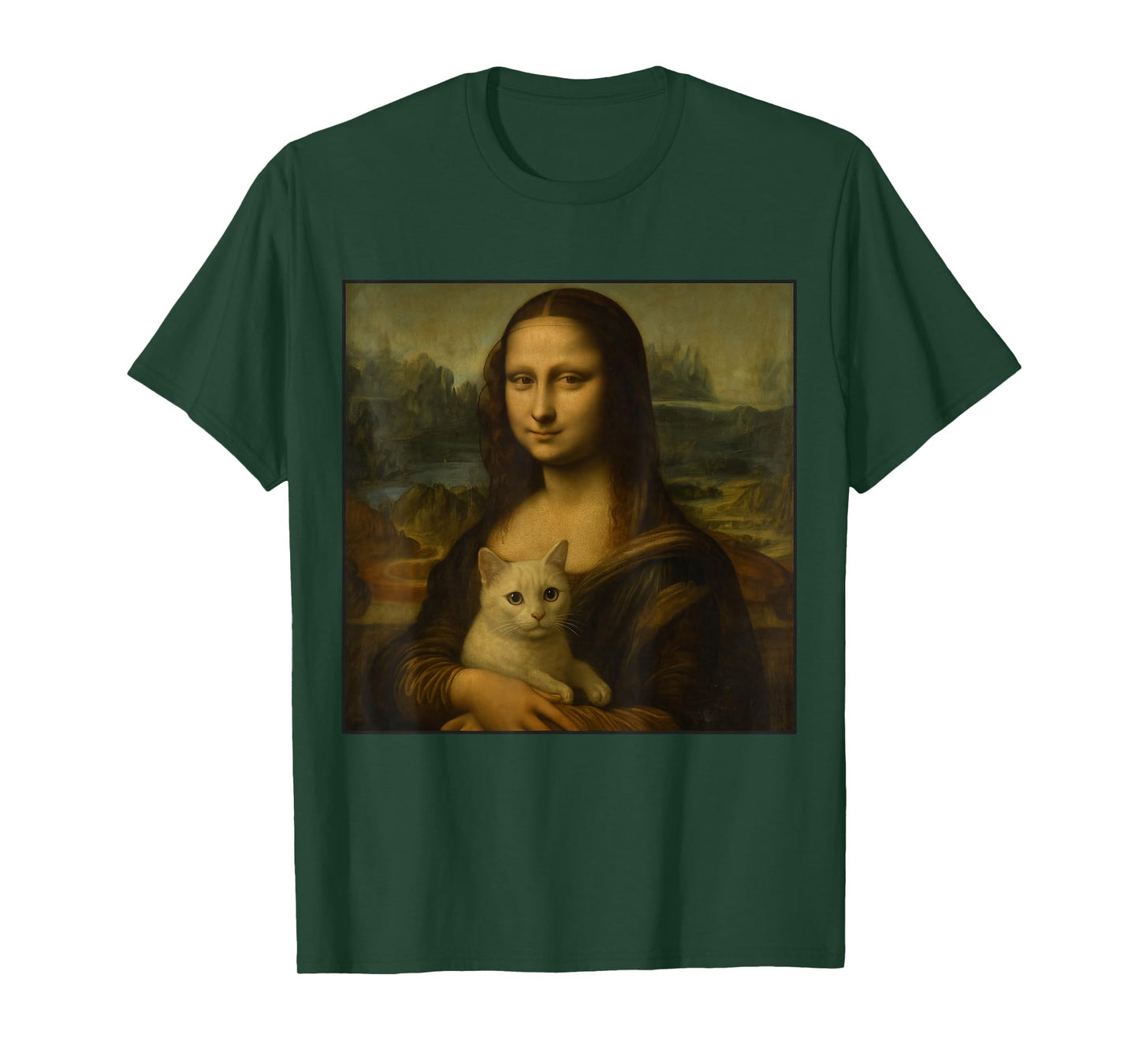 Mona Lisa Holding Cat Funny Cat Lover Art Painting T-Shirt