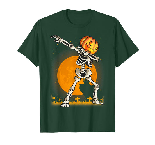 Halloween Shirts For Boys Kids Dabbing Skeleton Pumpkin Dab T-Shirt