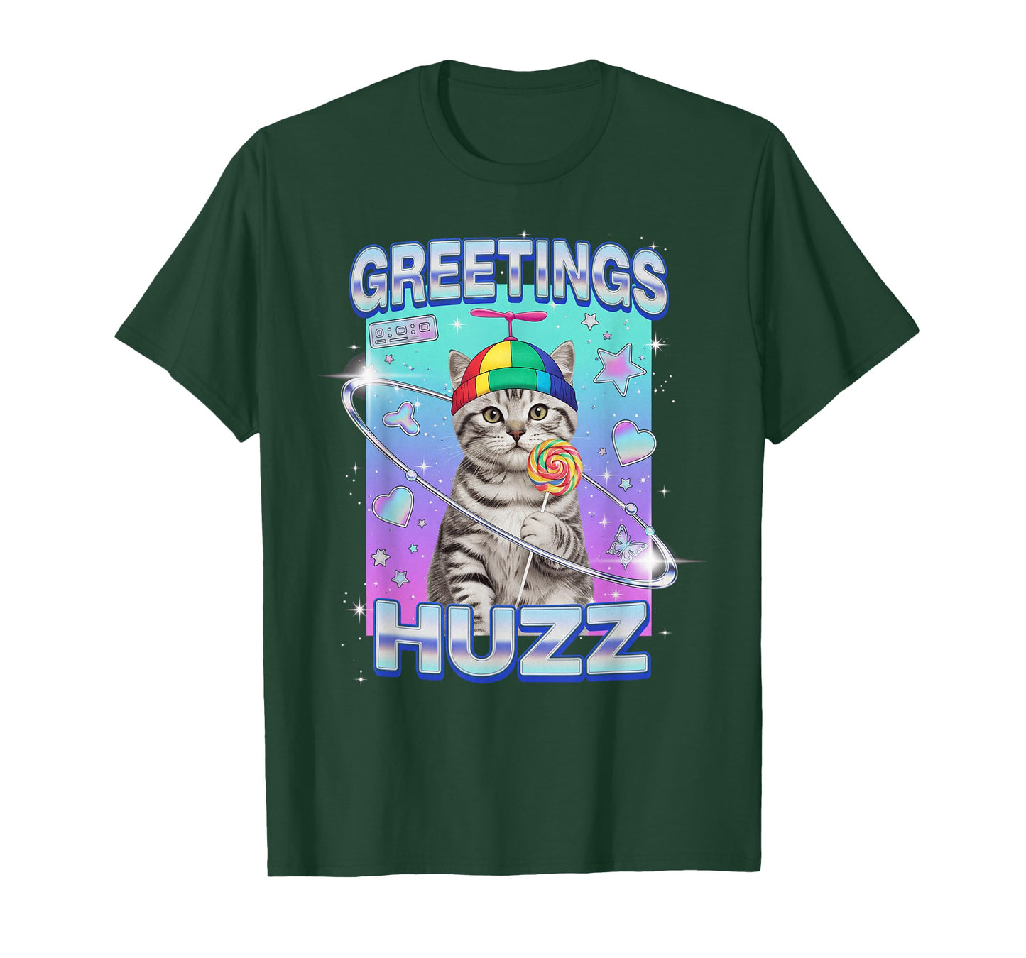 Funny Cat Meme Greetings Huzz Cat Brainrot Gen Alpha Slang T-Shirt