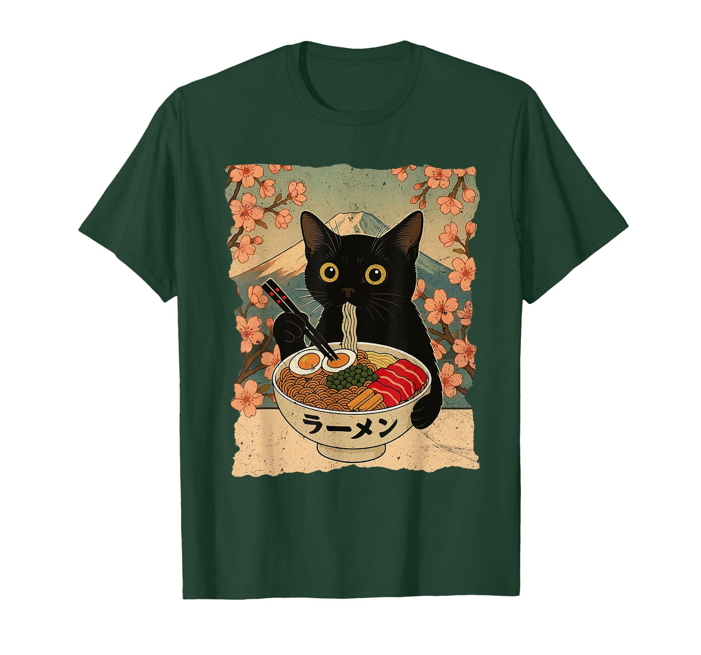 Anime Cat Ramen Japanese Funny Cat Graphic Tees Anime Gifts T-Shirt