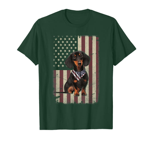 Dachshund American Flag Bandana 4th of July Tshirt Gifts T-Shirt