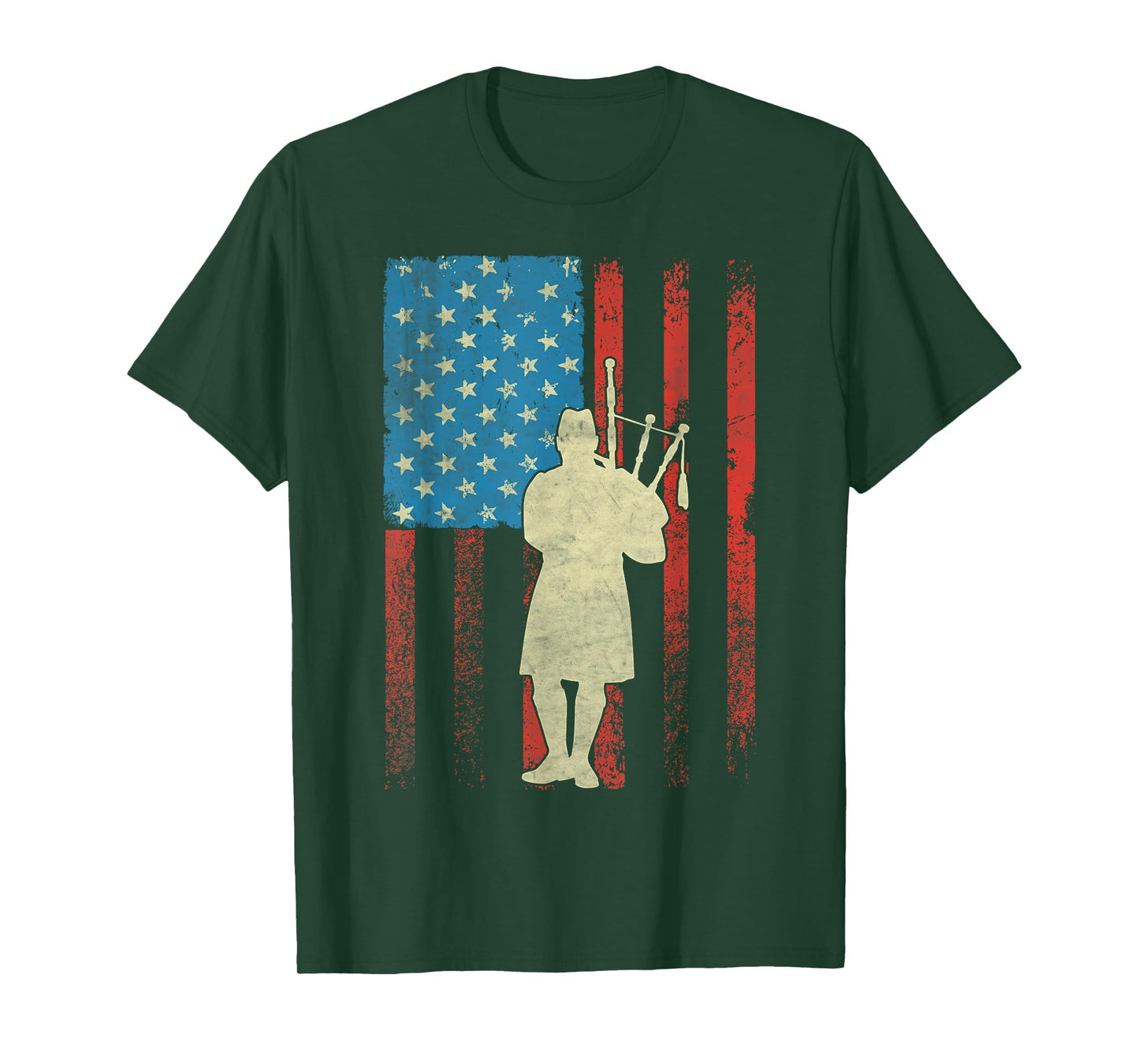 Patriotic Bagpiper American Flag USA Bagpipes T-Shirt