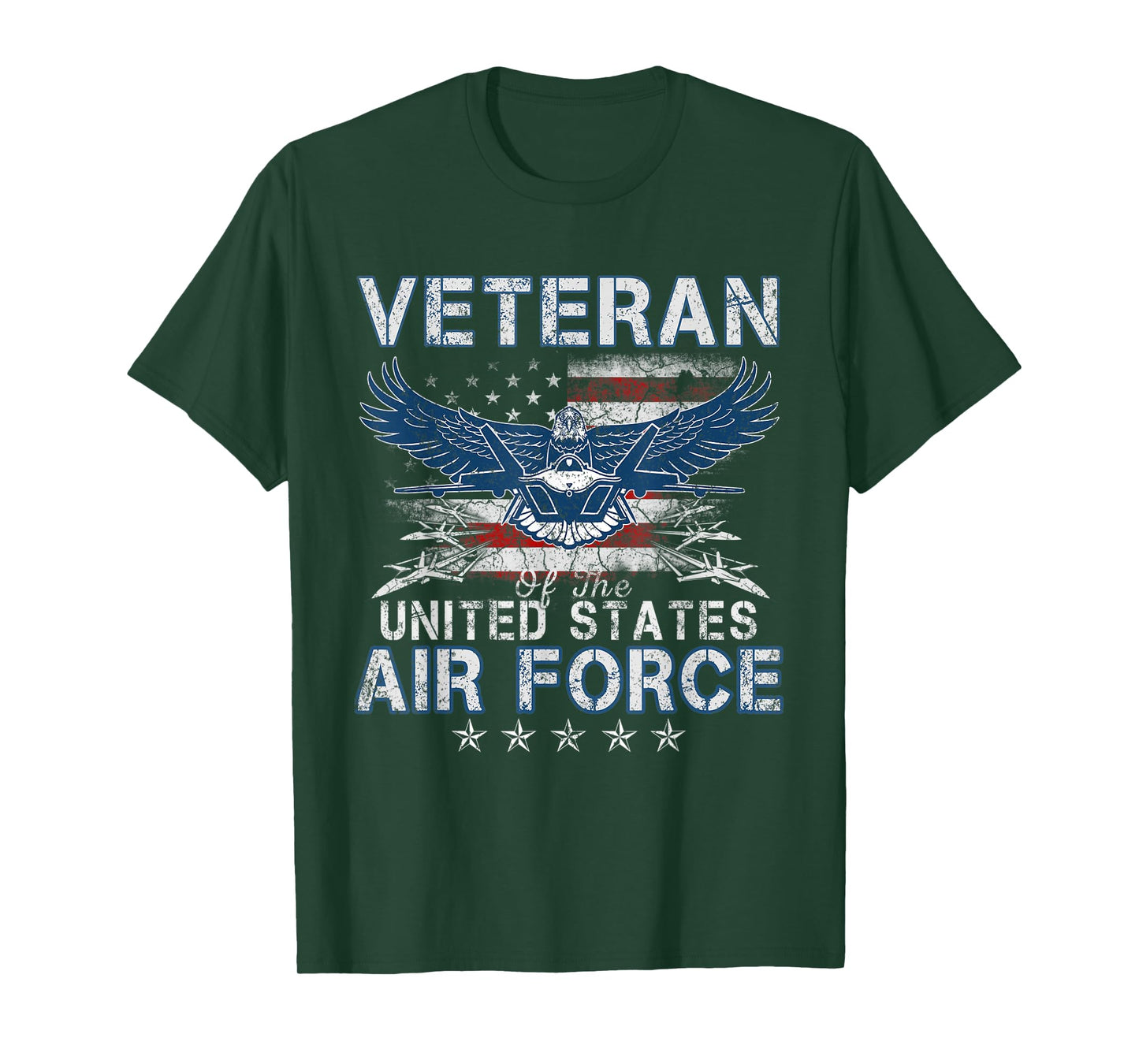 Proud US Air Force Veteran USA Flag Patriotic Vintage Mens T-Shirt