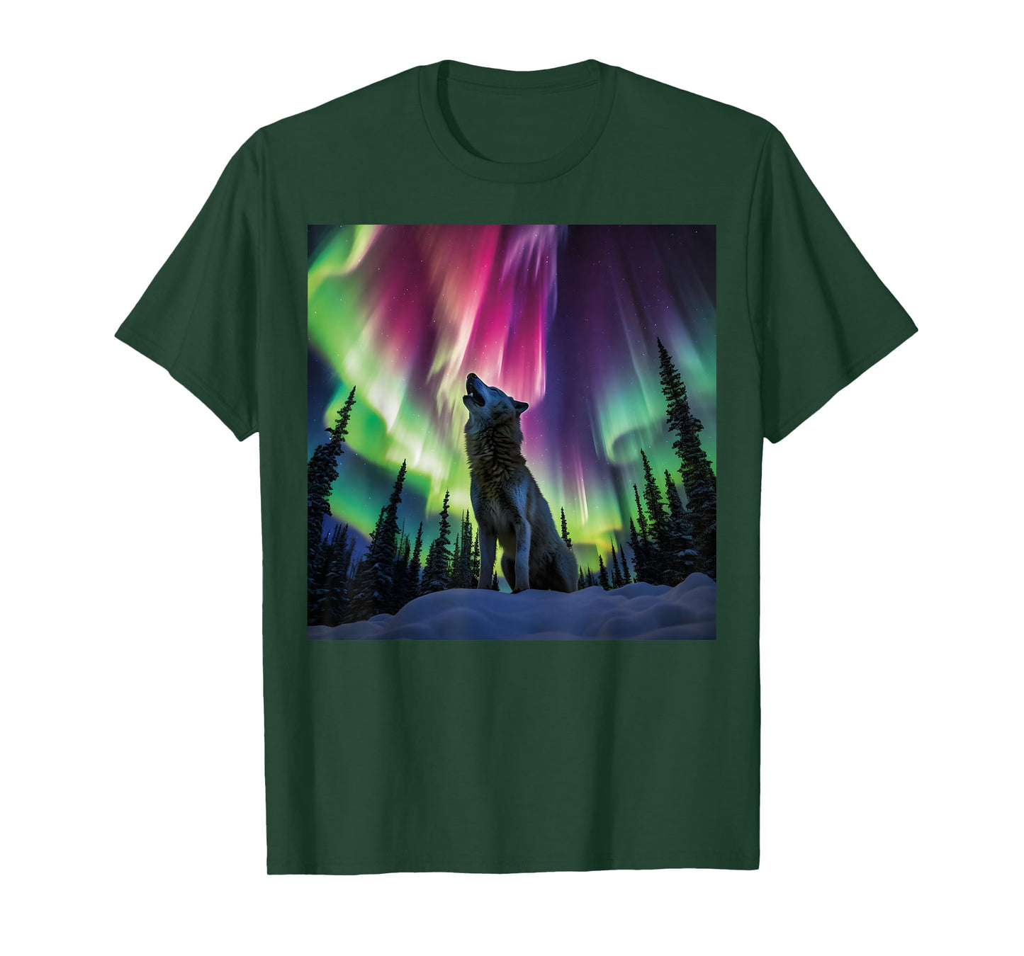 Alaska Aurora Borealis Howling Wolf Aesthetic Photo Souvenir T-Shirt