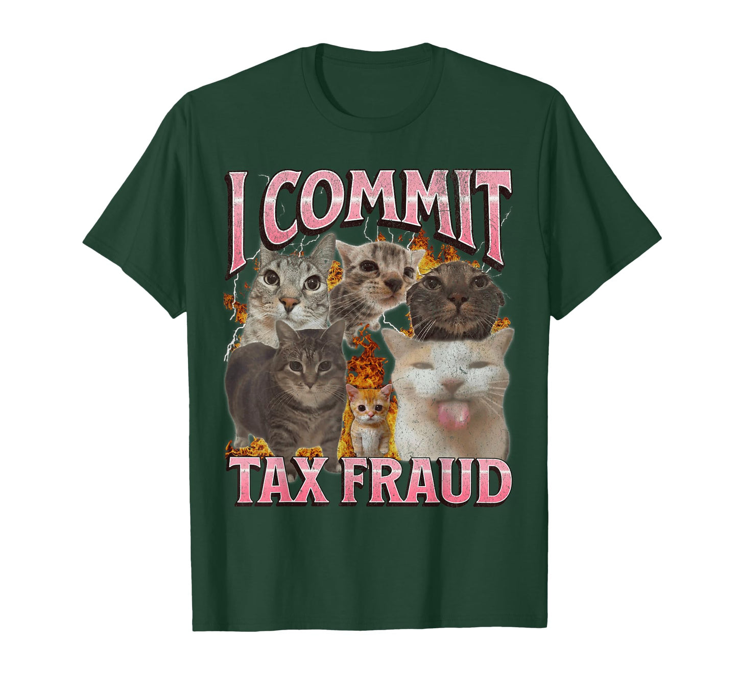 I Commit Tax Fraud Funny Cat Meme Bootleg Graphic T-Shirt for Men Women