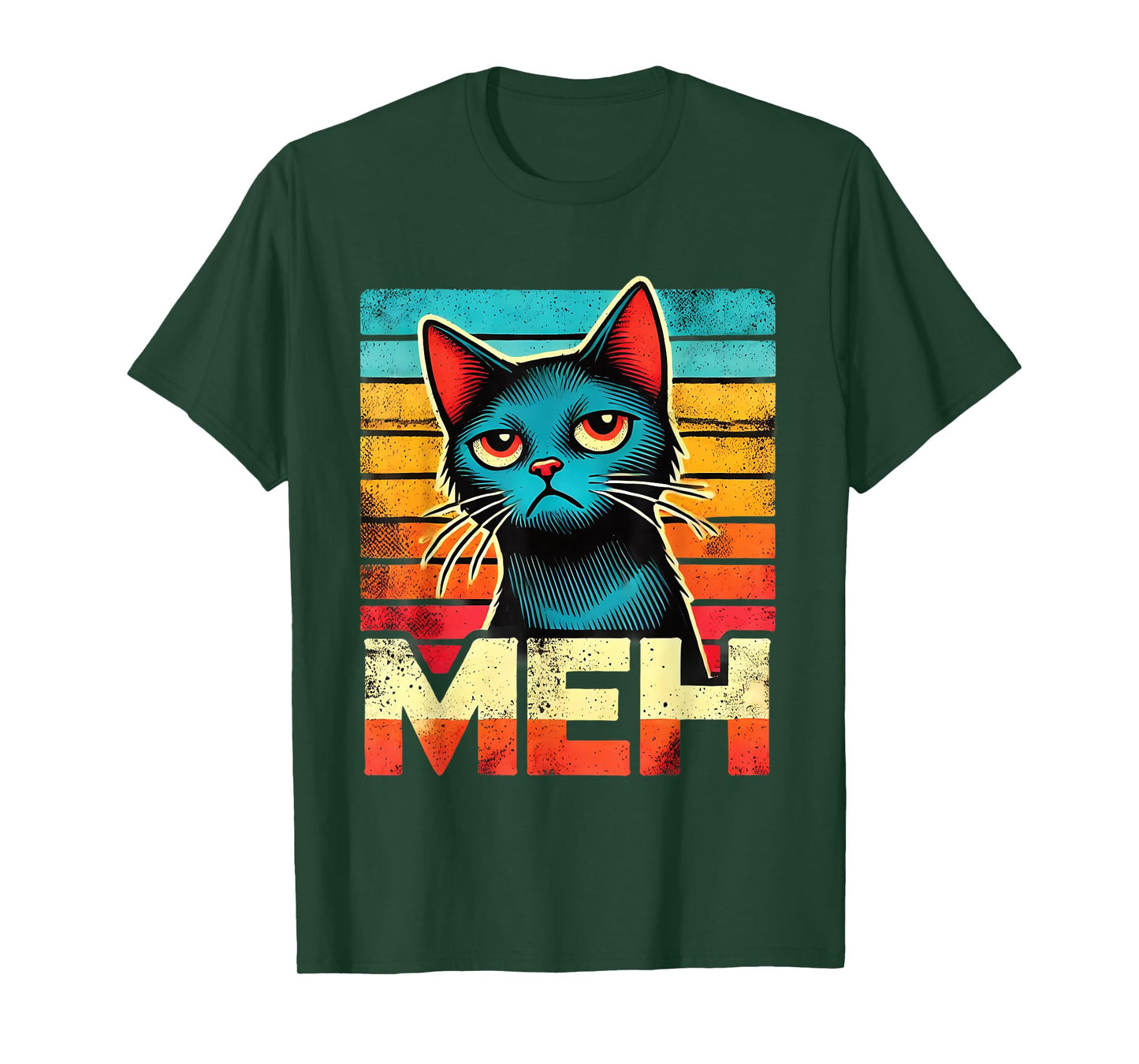 Cat Meh Funny Boys Girls Teens Men Women T-Shirt