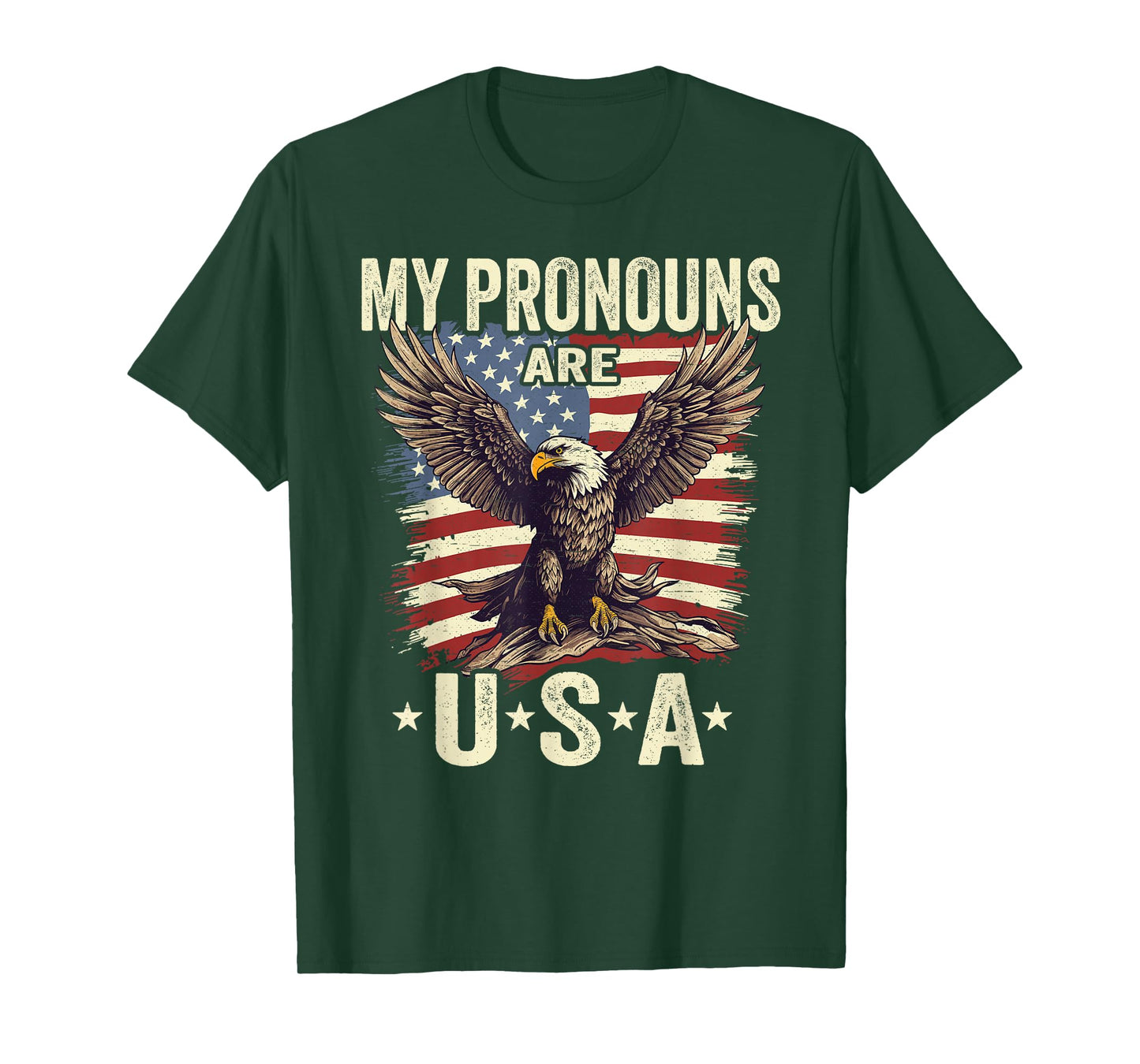 Patriotic American Flag Eagle 4th July My Pronouns Are USA T-Shirt