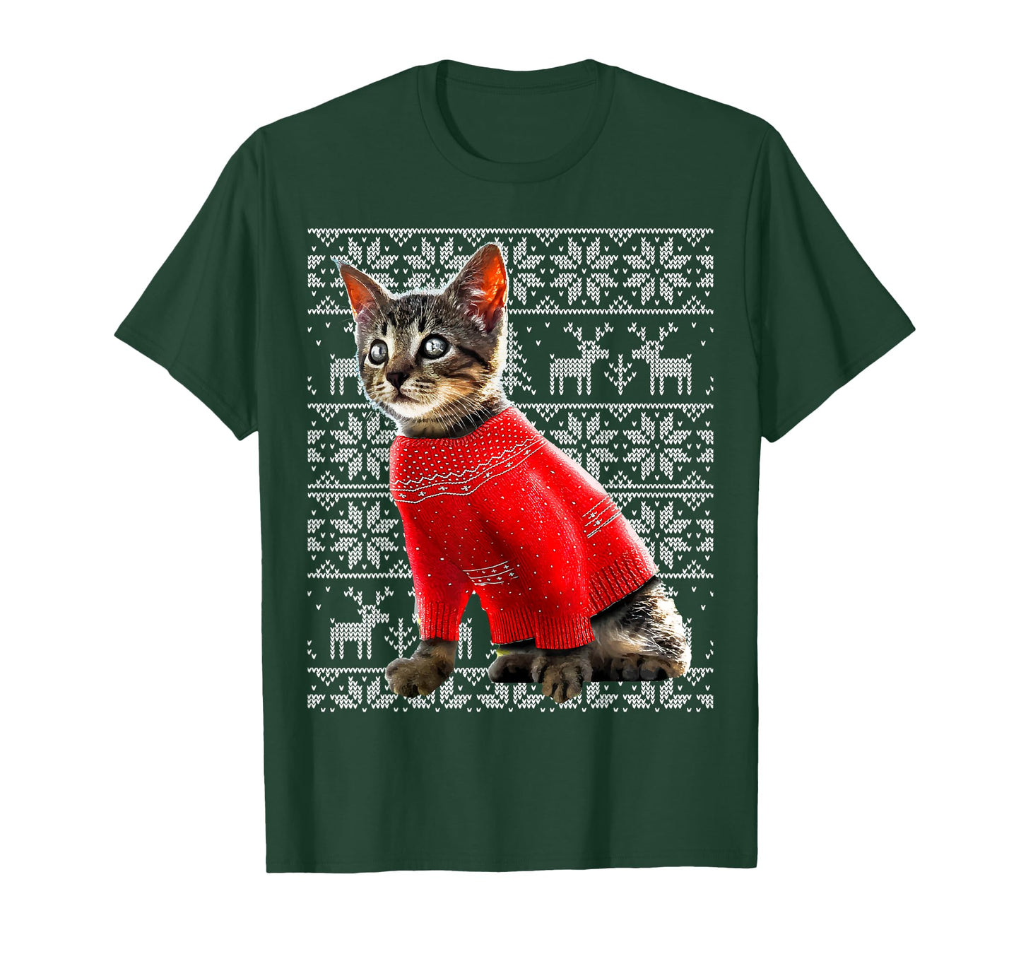 Ugly Christmas Sweater Cat Shirt Christmas Cat Gifts Women T-Shirt
