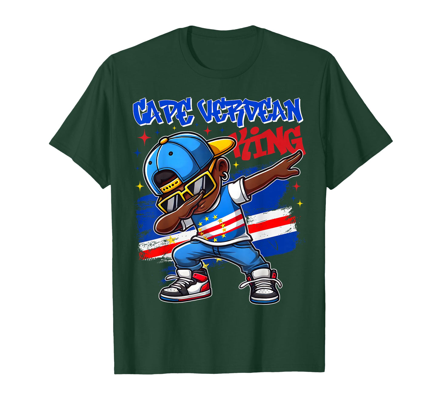 Cape Verdean King Dabbing Cape Verde Flag Pride for Kids T-Shirt