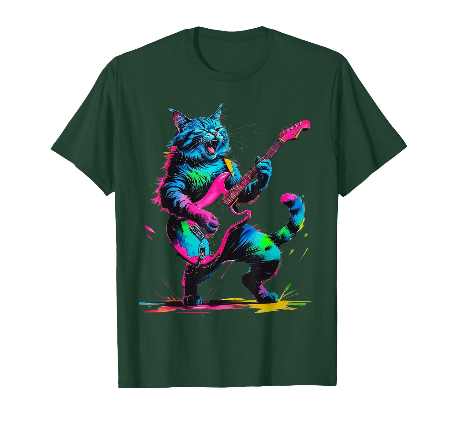 Cat Playing Guitar Rock And Roll Rock Star For Men Women Kid T-Shirt