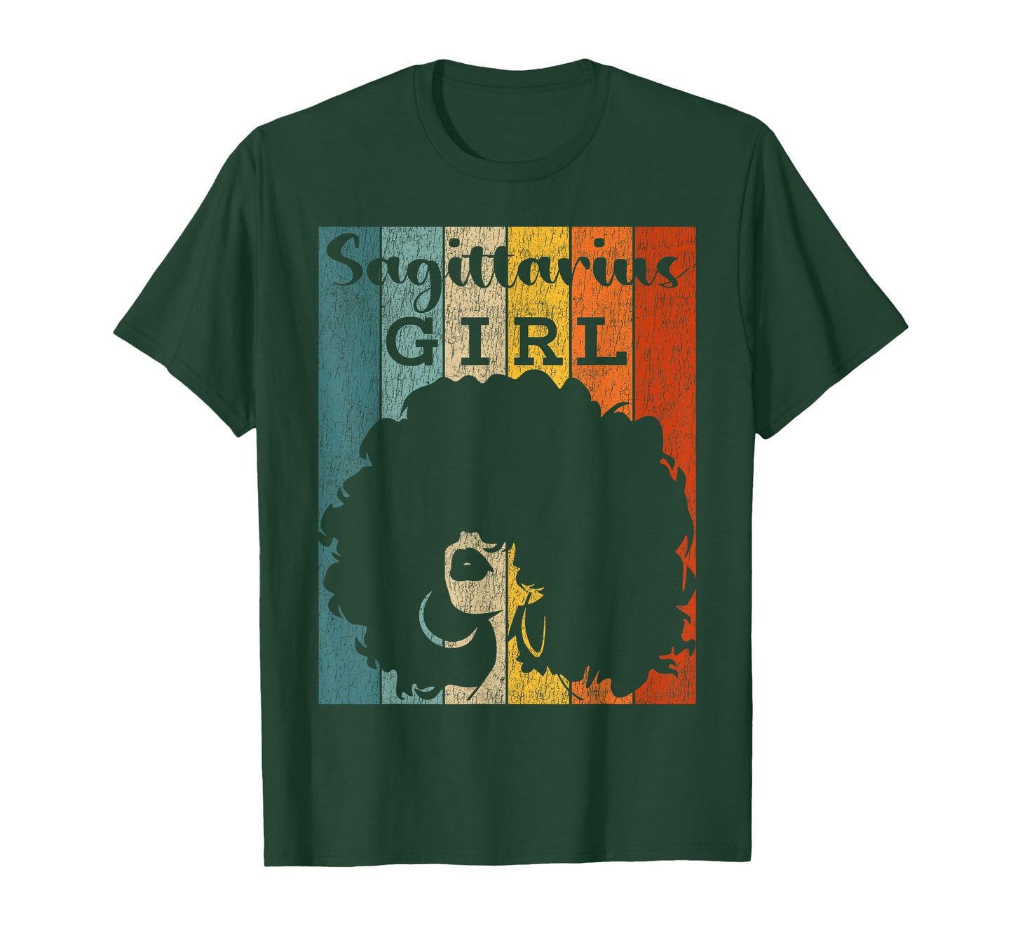 Sagittarius Girl Afro Natural Hair Diva Black Woman Zodiac T-Shirt