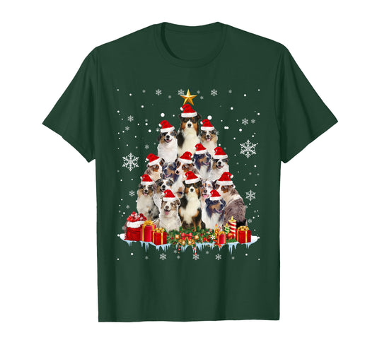 Aussie Christmas Tree Funny Xmas Gifts For Dog Lover T-Shirt for Men Women Kids