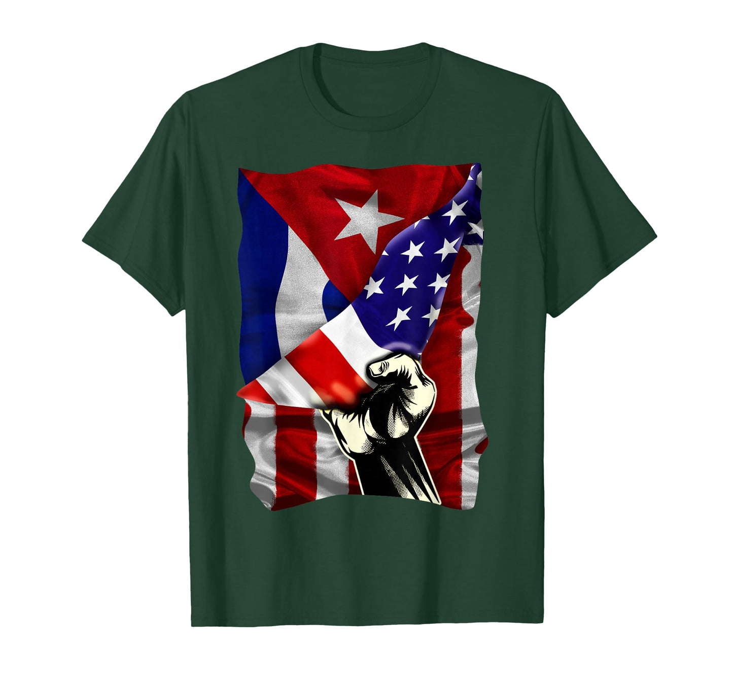 Half American Flag Cuban ROOTS USA Flag Cuba DNA T-Shirt
