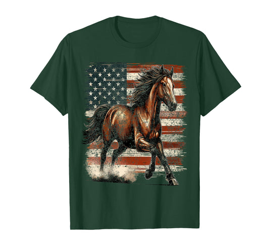 Patriotic Horse American Flag T-Shirt