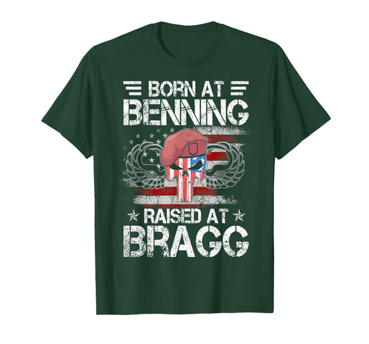 82nd Airborne Division Born At Ft Benning Raised Fort Bragg T-Shirt