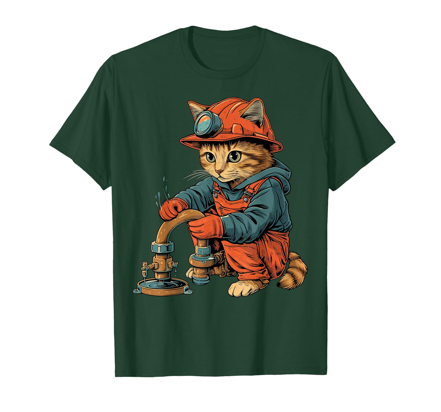 Funny Cat Plumber T-Shirt for Men Women