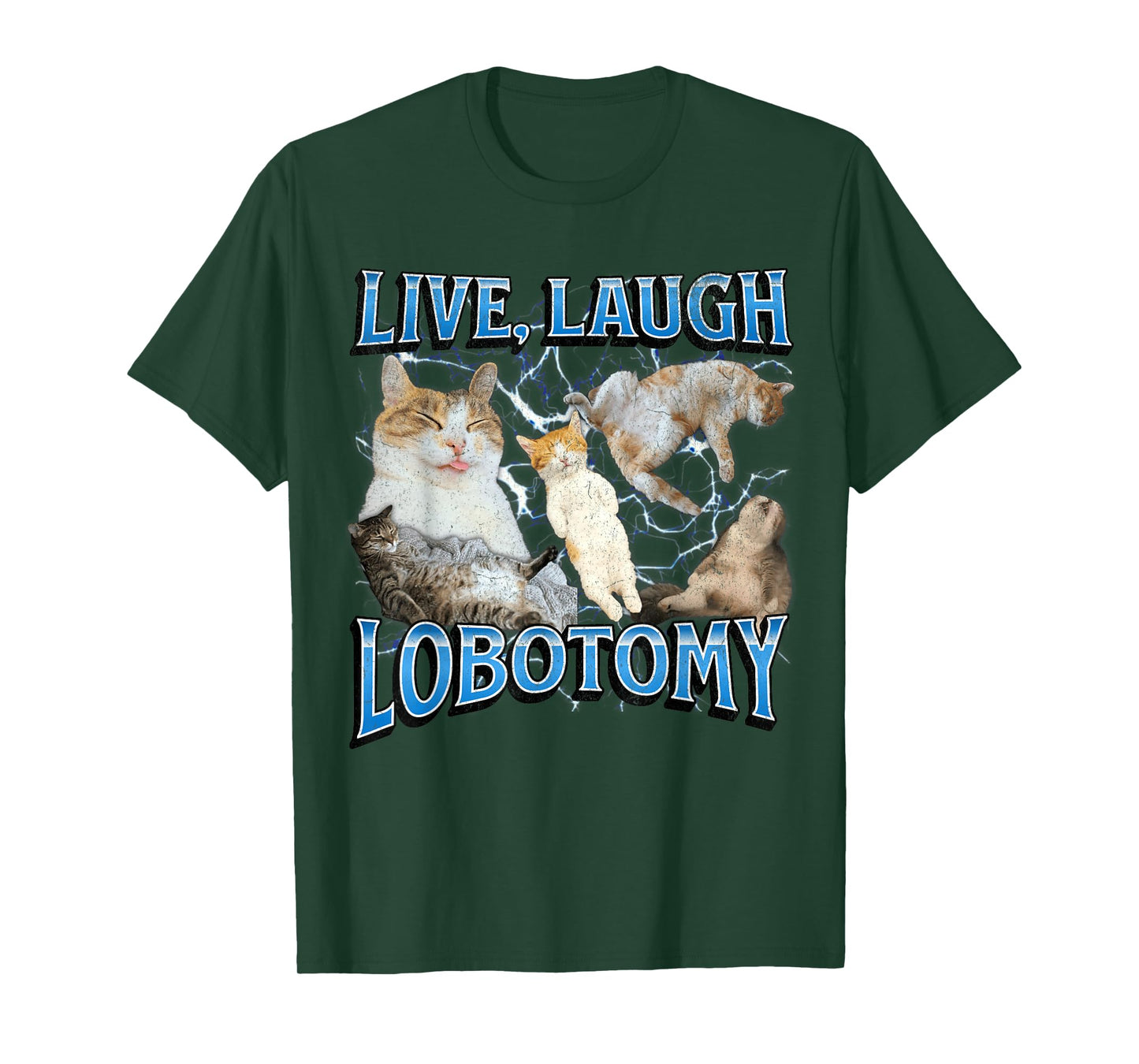 Live Laugh Lobotomy Funny Offensive Cat Meme Bootleg Graphic T-Shirt