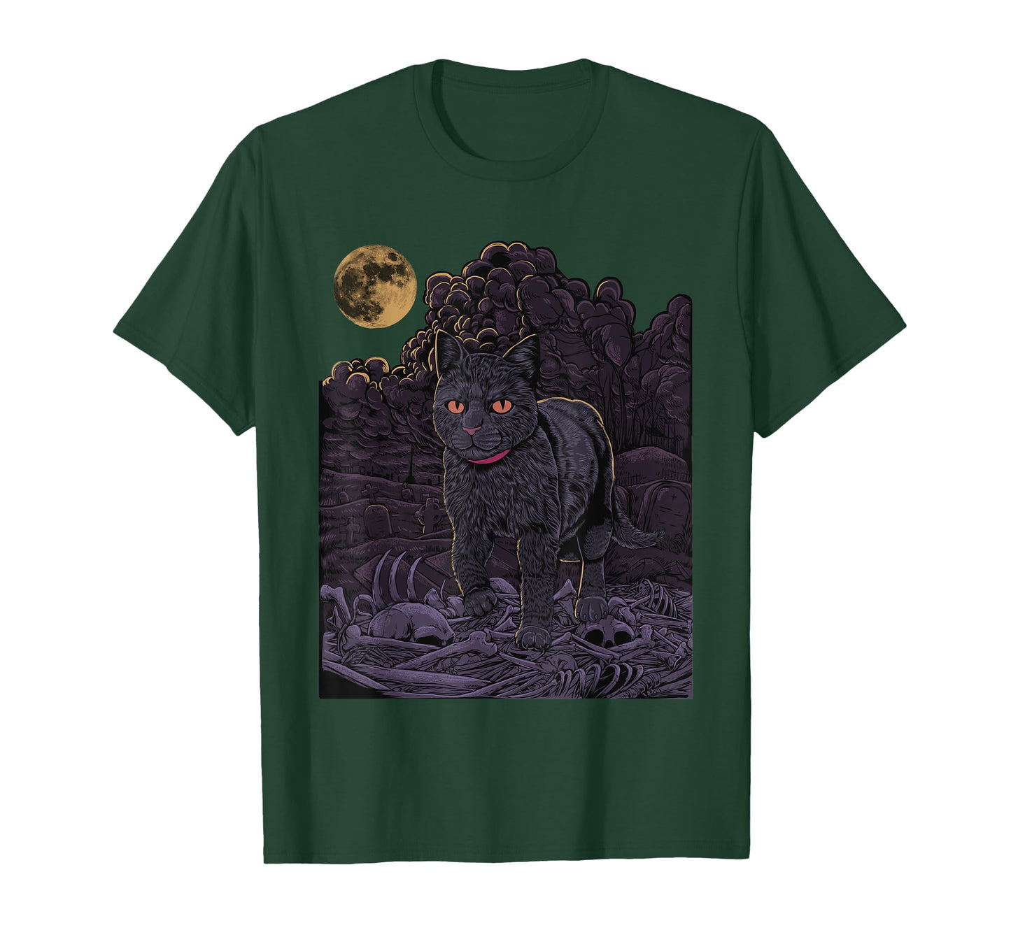 Evil Cat - Black cat in the cemetery - Gothic Cat T-Shirt for Men Women