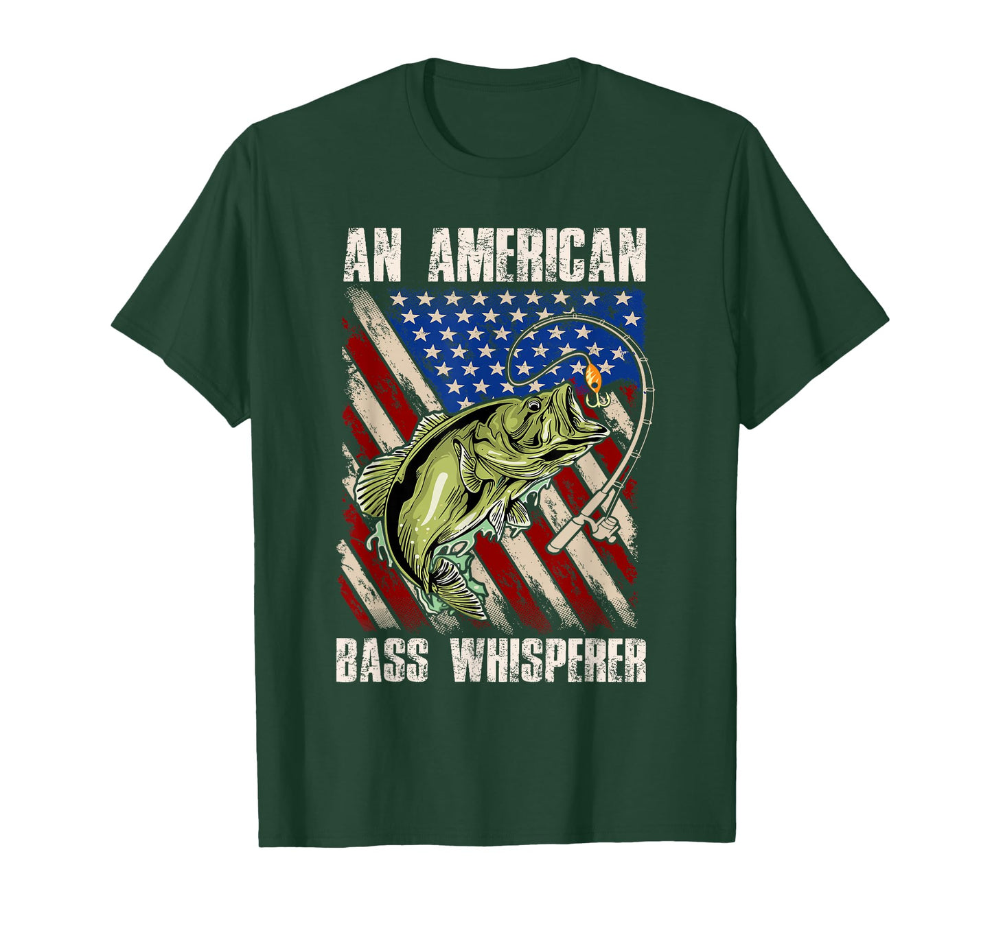 American Flag Bass Whisperer Fisherman T-Shirt