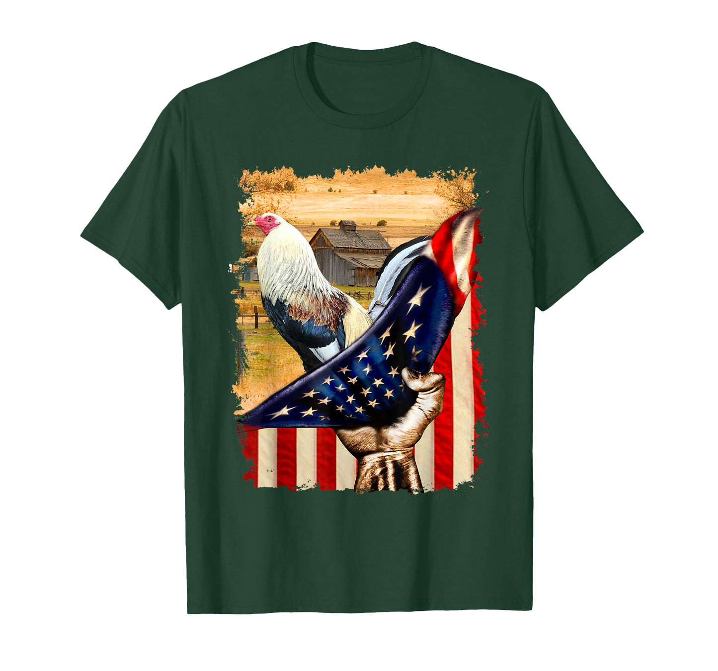 Rooster Shirt US Flag Cock Fight T-Shirt