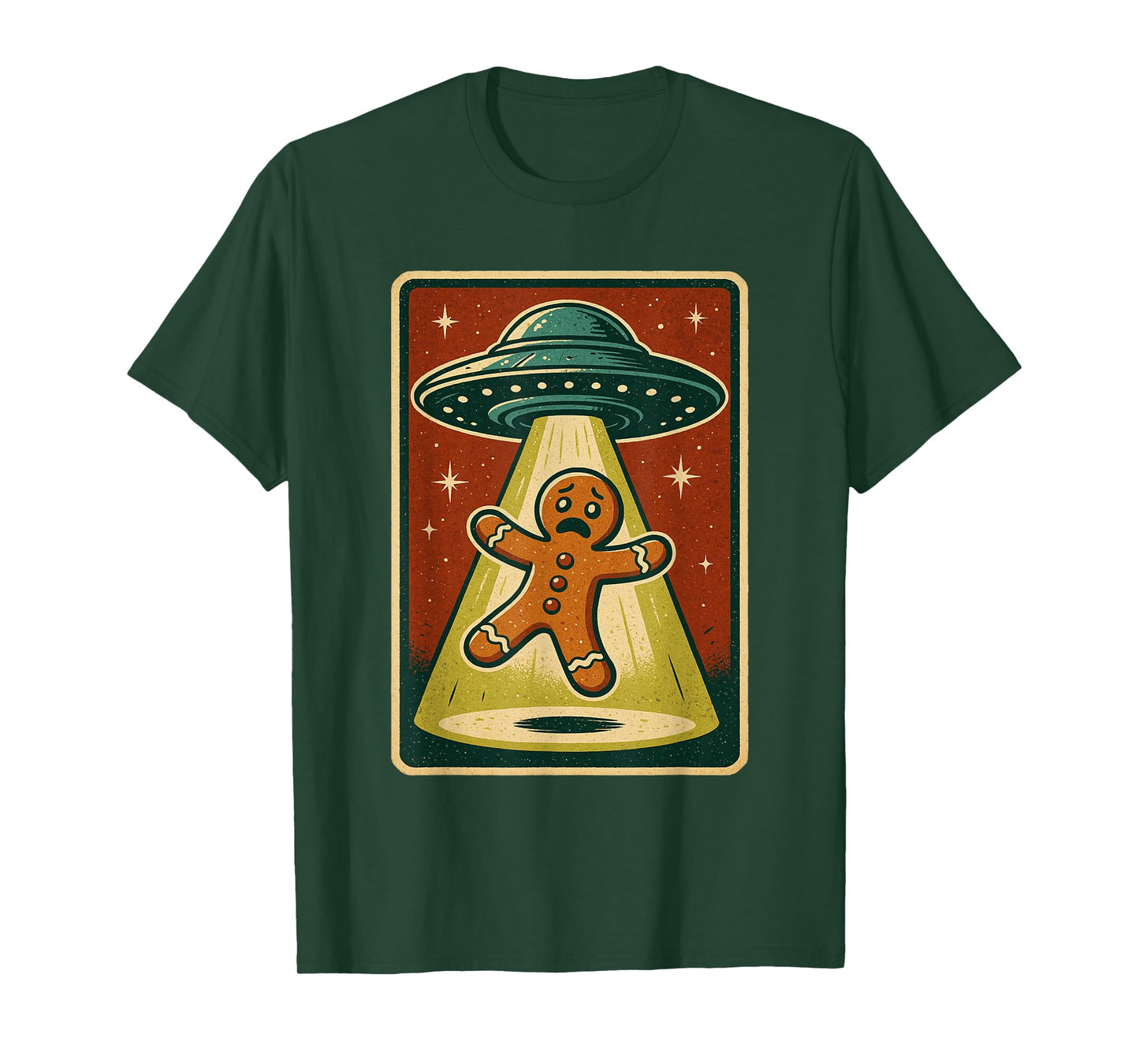 Alien Abduction Gingerbread Man Christmas Men Women Kids T-Shirt