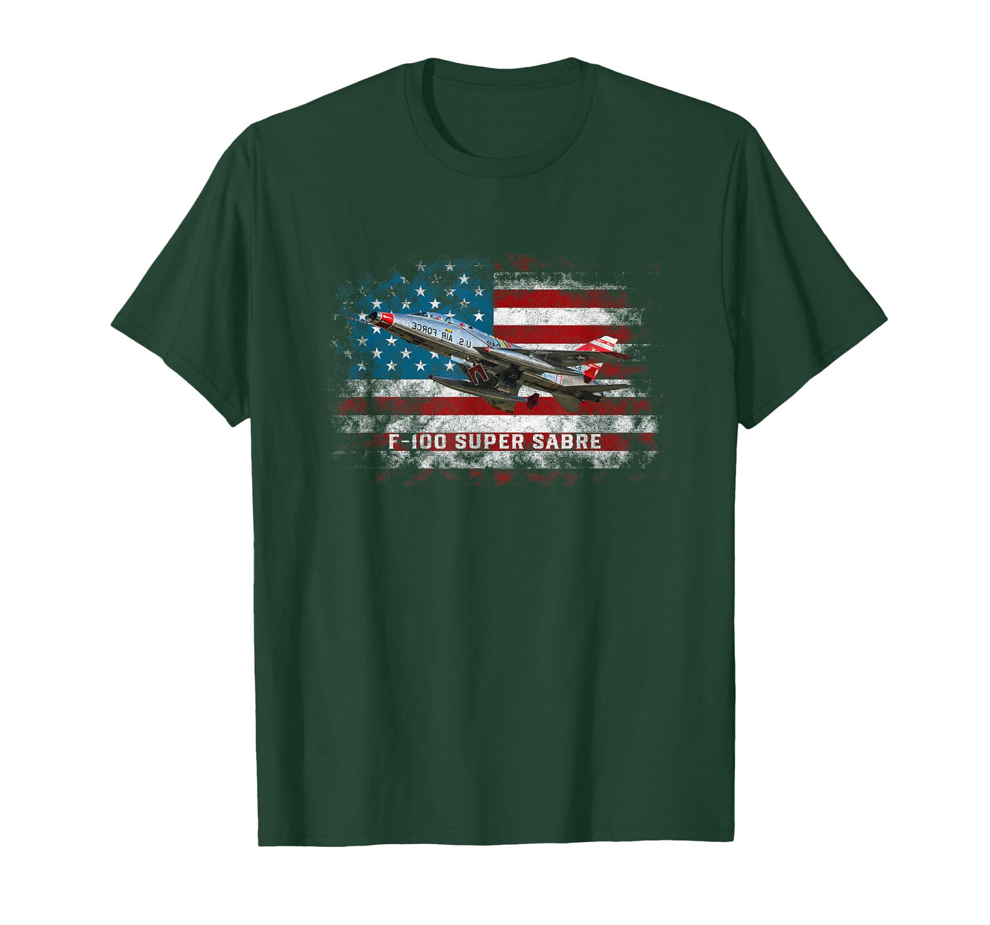 F-100 Super Sabre Jet Fighter Plane American Flag Pilot Vet T-Shirt