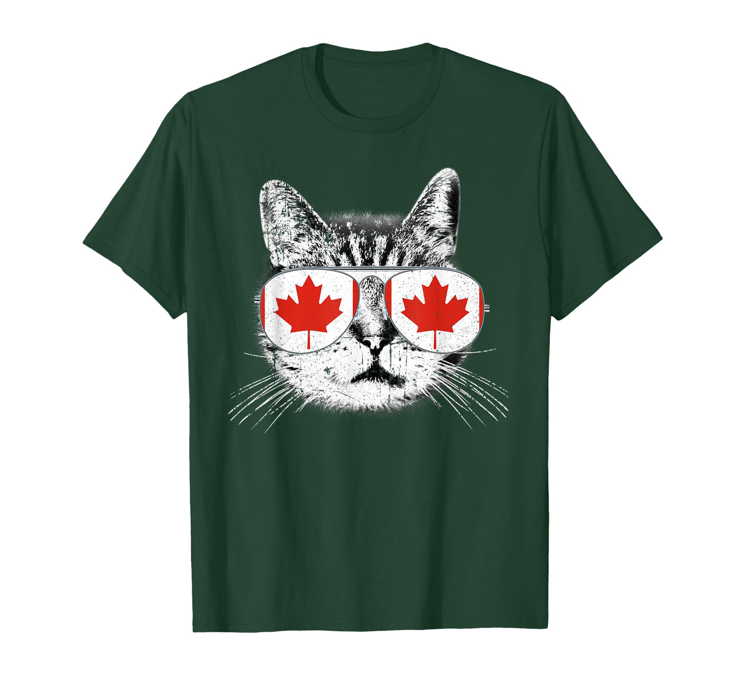 Canada Flag Canadian Cat Sunglasses Funny T Shirt Men Women T-Shirt