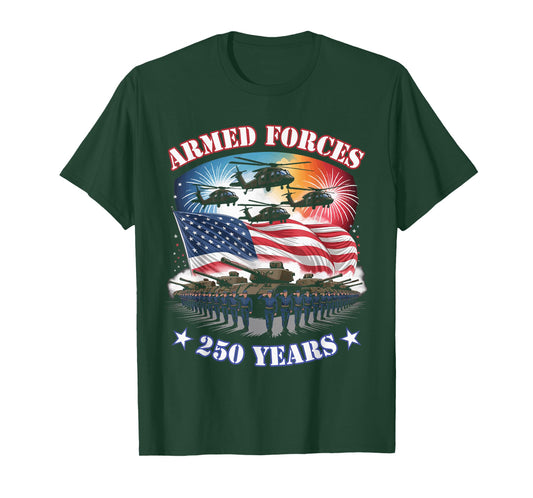 United States Military Parade Patriot Armed Forces 250 Years T-Shirt
