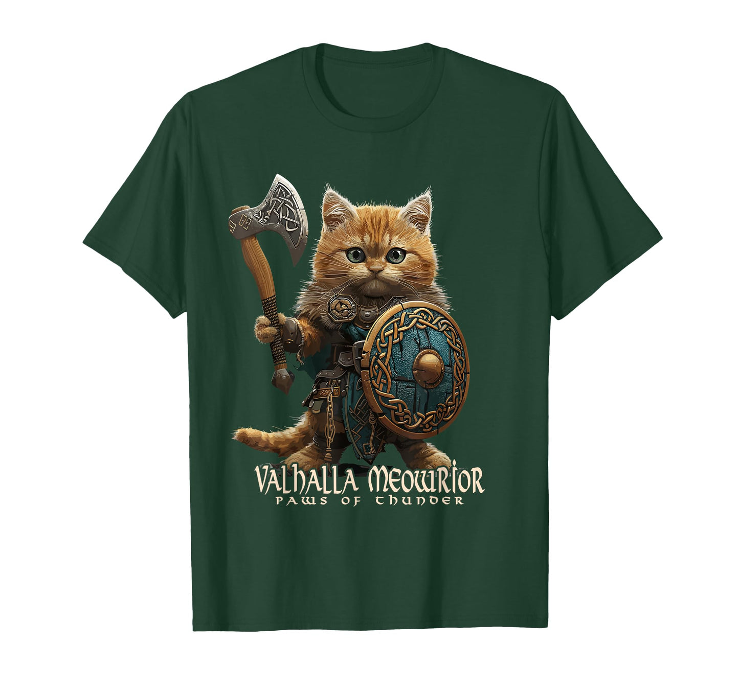 Nordic Norse Valhalla Viking Cat Warrior for Women Men Kids T-Shirt