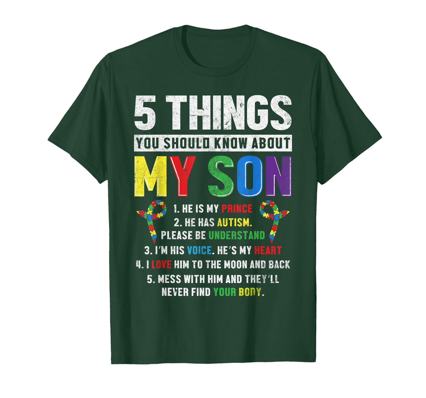 Autism Awareness Support Autistic Child Son Kids for Mom Dad T-Shirt