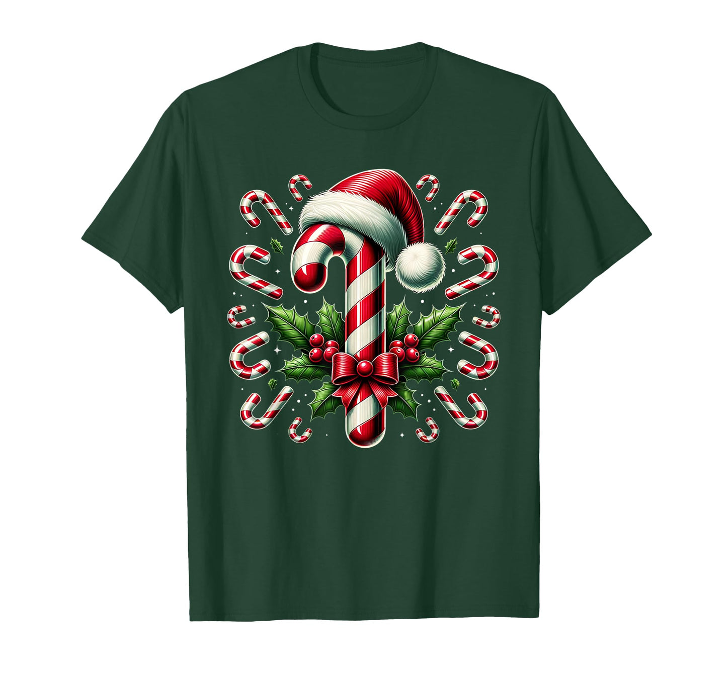 Christmas Candy Cane Crew Lights Red and White Candy Costume T-Shirt