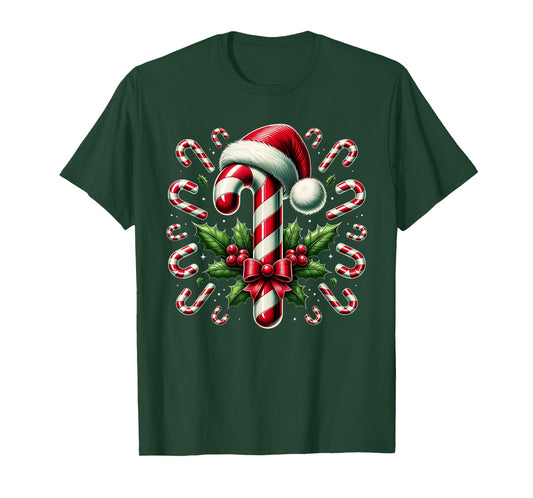 Christmas Candy Cane Crew Lights Red and White Candy Costume T-Shirt