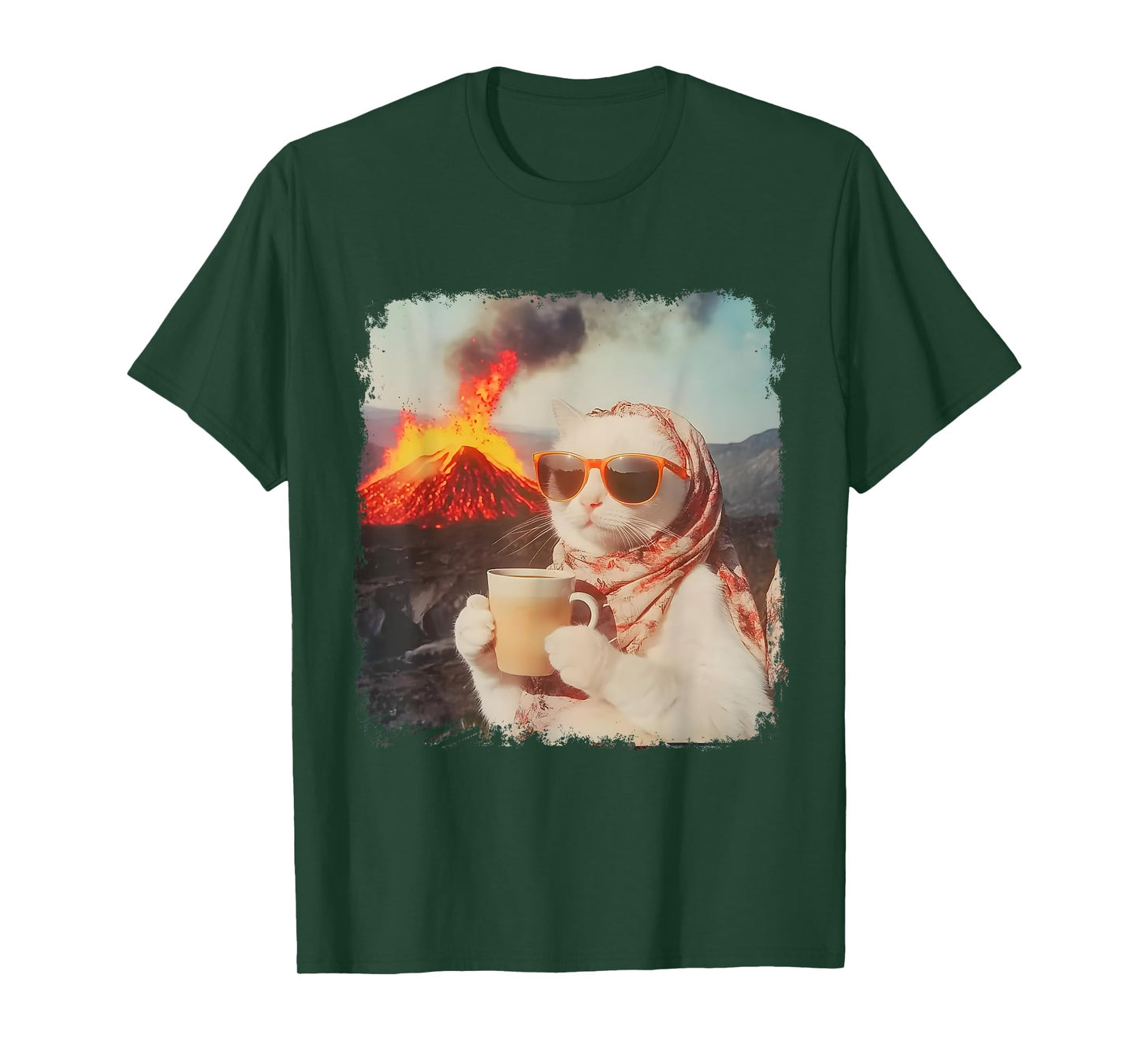 Meme I'm Just A Chill Cat Cool Cat with Coffee by Volcano T-Shirt