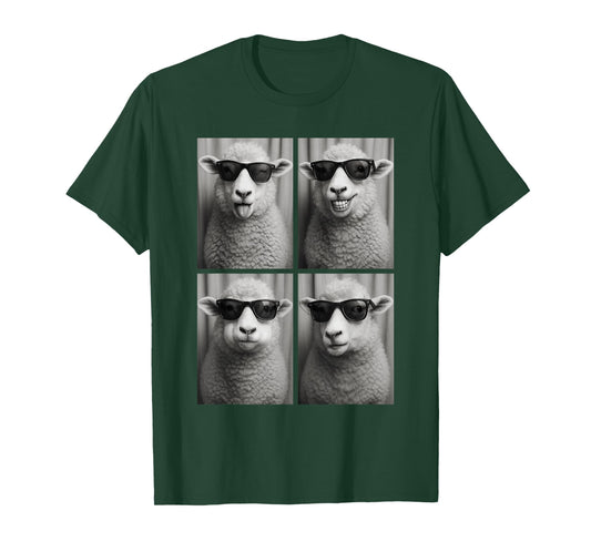 Cool Lambs Sunglasses Sheep Meme Farm Animal Selfie Booth T-Shirt