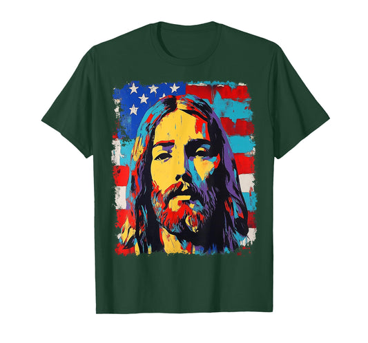 Vintage King Jesus Christ America Flag T-Shirt