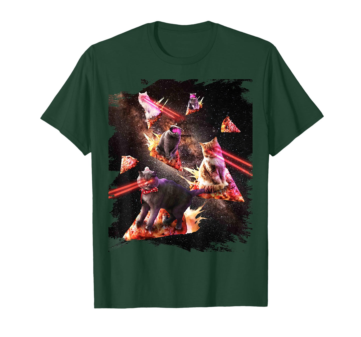 Galaxy Laser Cat - Space Pizza Cats with Lazer Eyes T-Shirt