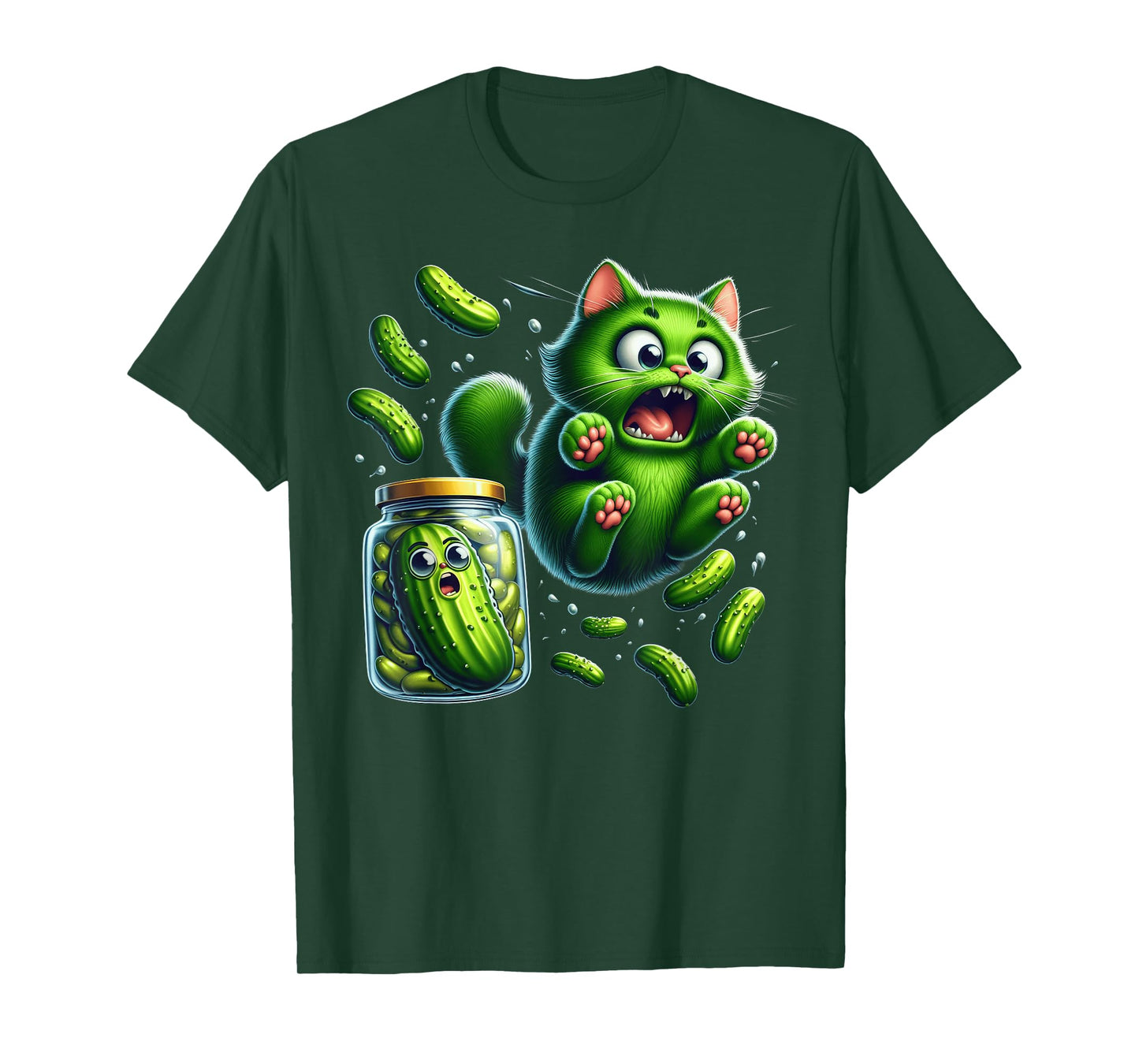 Funny Kittens vs Gherkin Pickle Cat Mom Lady T-Shirt