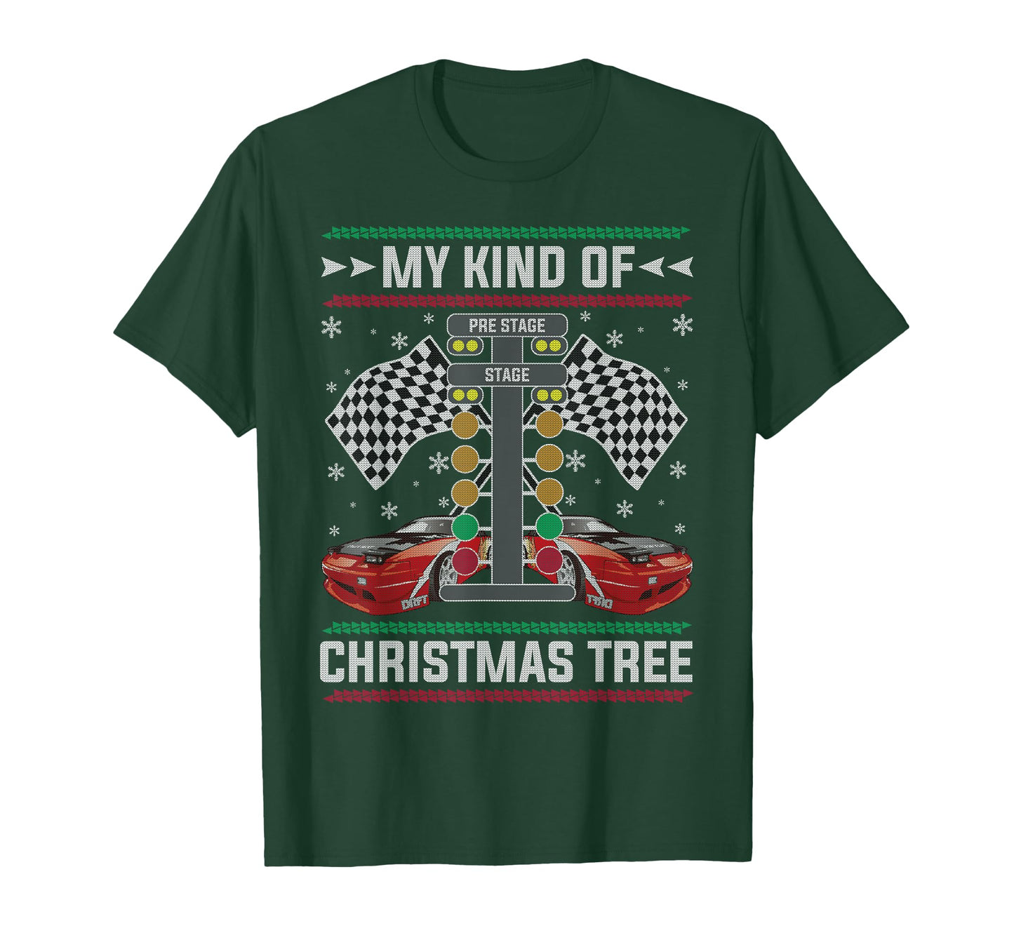 My Kind Of Christmas Tree Drag Racing Ugly Christmas Sweater T-Shirt