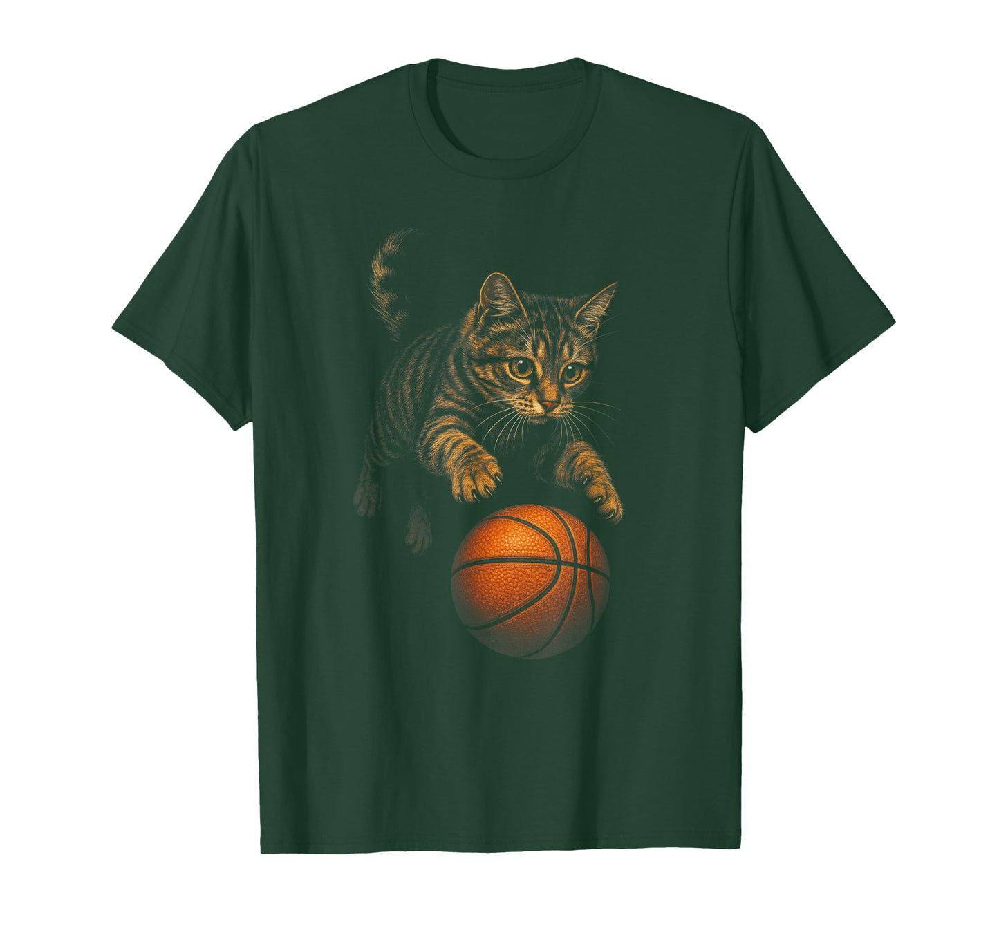 Cat Plays Basketball - Funny Kitten Sports Art T-Shirt