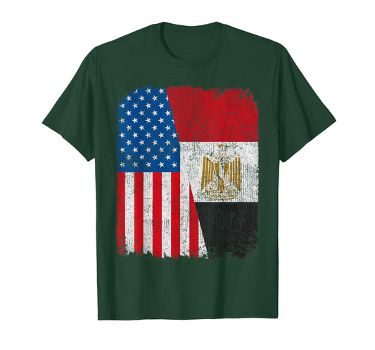 Egyptian American Flag Half USA Egypt Root Proud T-Shirt